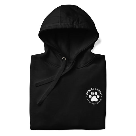 Sudadera con capucha negra unisex con logotipo frontal