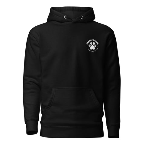 Sudadera con capucha negra unisex con logotipo frontal