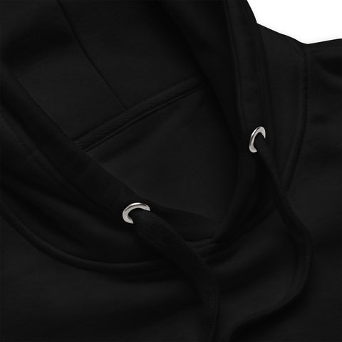 Sudadera con capucha negra unisex con logotipo frontal