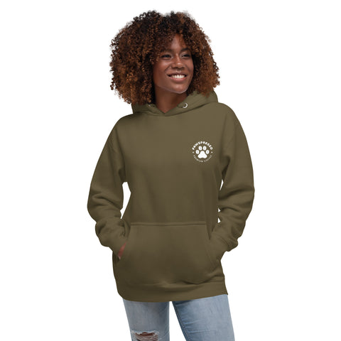 Sudadera con capucha negra unisex con logotipo frontal