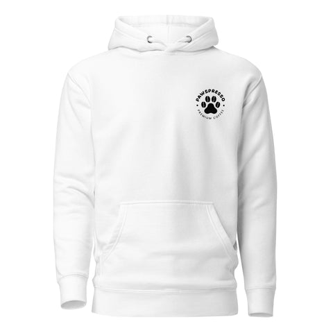 Sudadera con capucha negra unisex con logotipo frontal